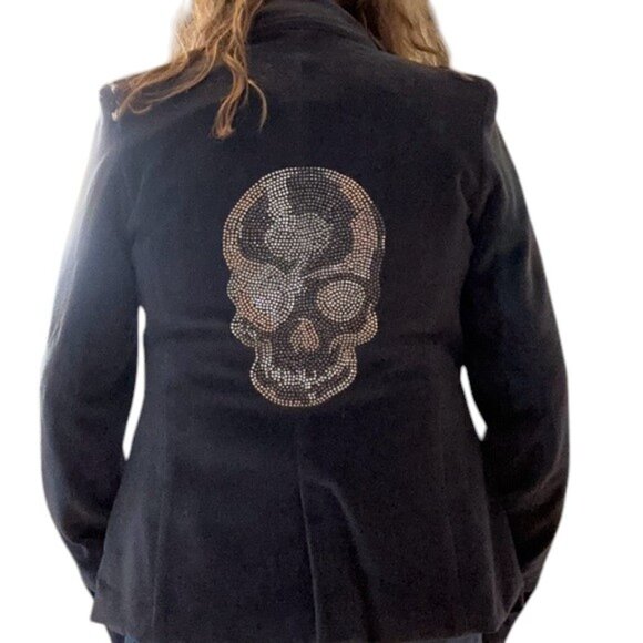 Hipchik Couture Rhinestone Dark Gray Skull Blazer –  Size 8 NWT - Picture 11 of 13